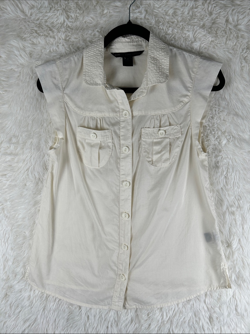 Marc By Marc Jacobs Cream Sleeveless Button-Down Shirt